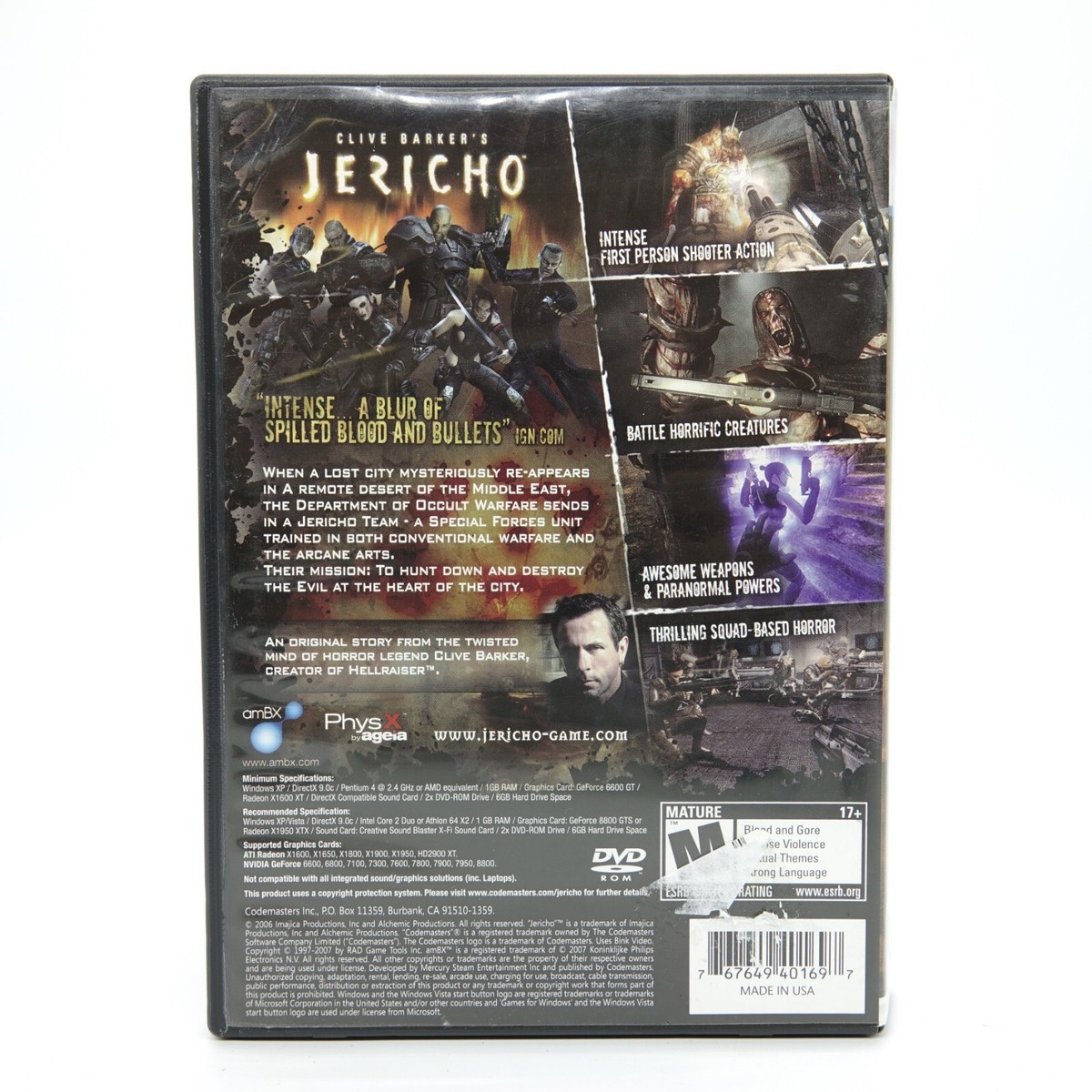 Clive Barker's JERICHO (PC, 2006) Complete with Manual - **TESTED