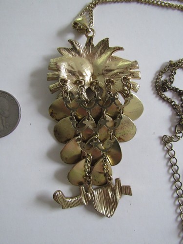 Gold tone Multi Stone Multi Color Wiggly Owl Necklace Vintage - Picture 6 of 6