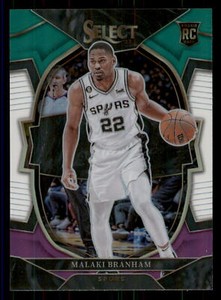 Malaki Branham 2022-23 Panini Select #95 Green White Purple Prizms RC Spurs