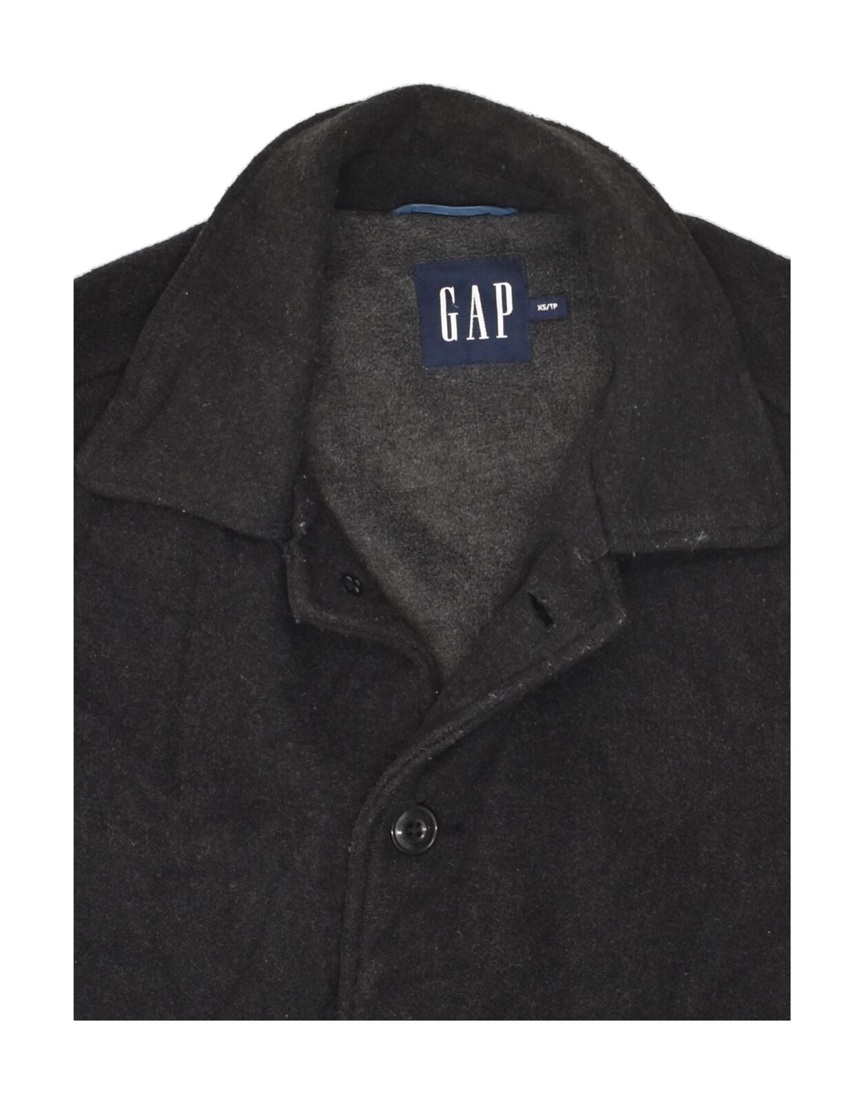 GAP Mens Overcoat UK 34 XS Black Wool BC01 - image 3