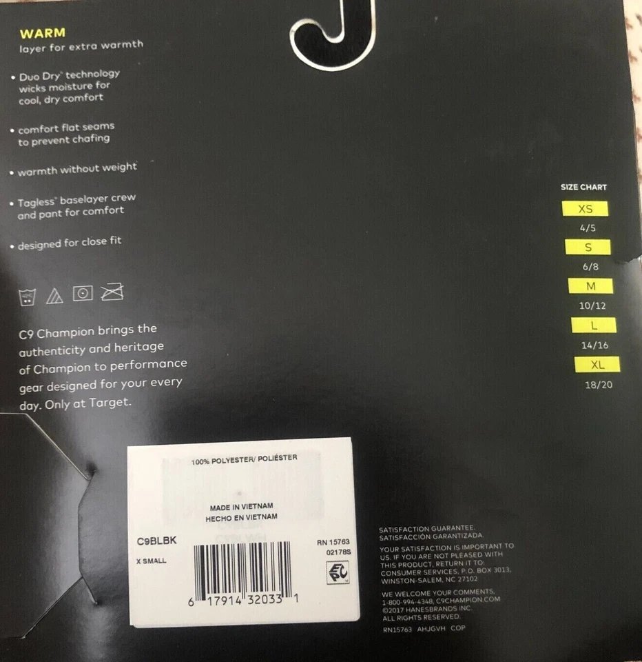 Champion Dou Dry Baselayer Niños Crew and Pant Set Absorbe Humedad Secado Rápido XL Foto 3 de 4