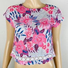 Sabo Skirt Pretty Floral Print Cap Sleeve Women's XS Colorful Summer Top