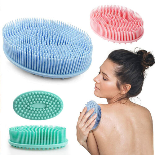 Silicone Body Scrubber Dual-sided Bath Shower Body Massage Exfoliation Brush UK - Picture 1 of 18