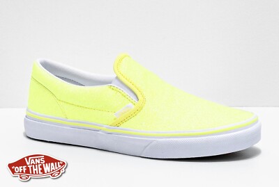 Vans Classic Slip-On Glitter Neon Yellow Skate Shoes Women's/Youth