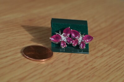 5.25ct Niassa Ruby / Zircon Butterfly Earrings ~ Platinum over Fine Silver ~ VVS