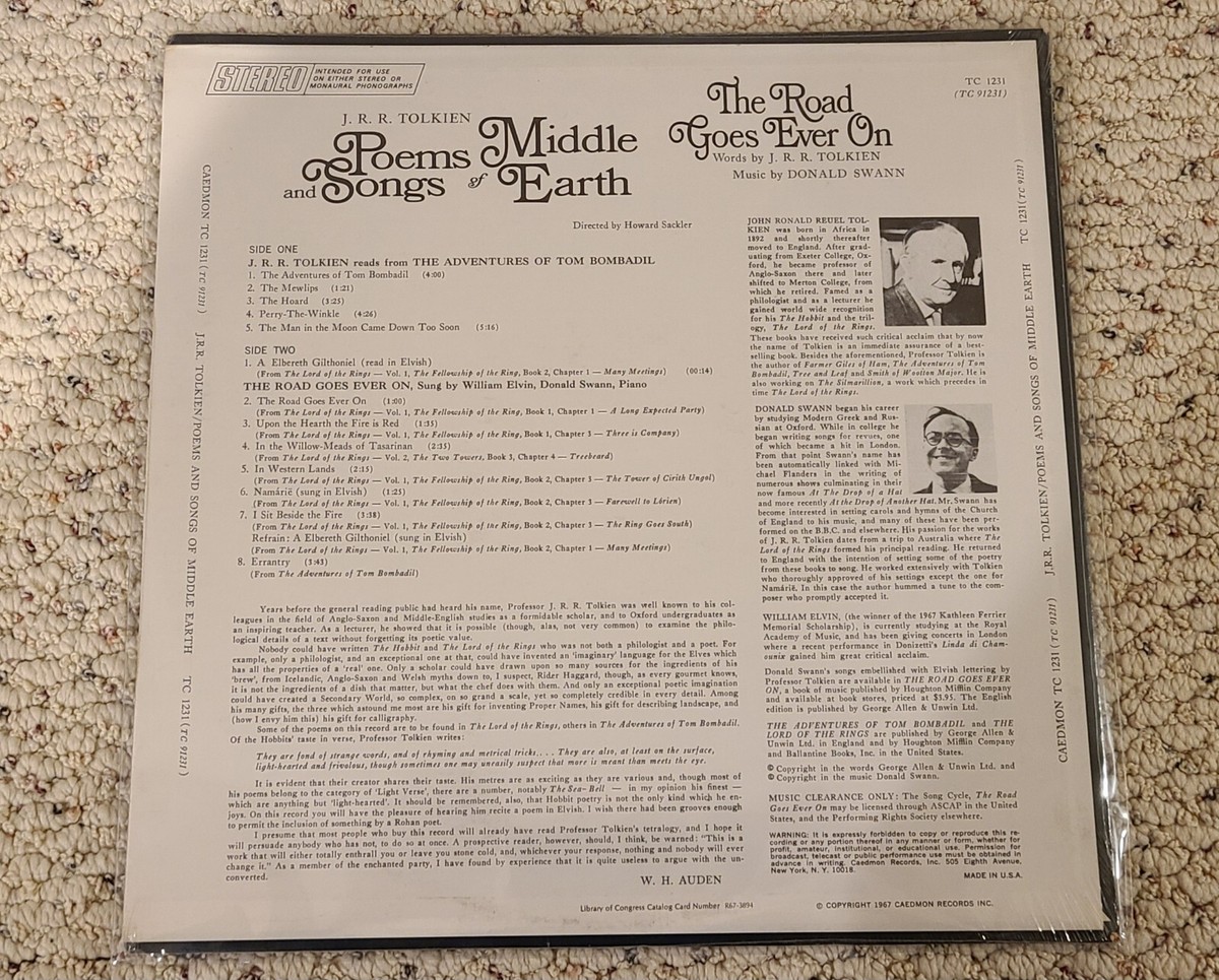 J. R. R. Tolkien Poems and Songs of Middle Earth Caedmon