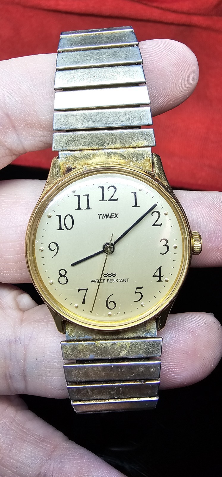 Timex Watch Mens Mechanical Stainless Steel Gold Stretch Water Resistant Rare