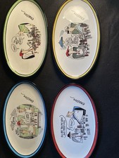 Vintage Emmerson Poker Cartoon Snack Plates Set 4 Signature Collection Oval