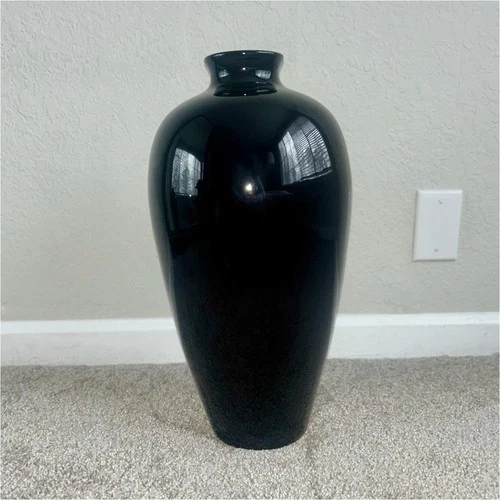 Large Vtg Royal Haeger Black Ceramic Vase 18”