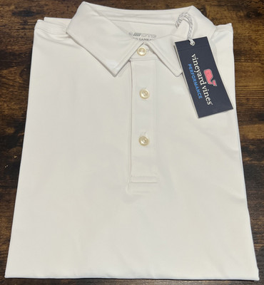 Vineyard Vines On The Go Sankaty Performance Polo Men s Size Medium White NWT