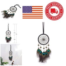 Mini Dream Catcher 3.1 Inch Peacock Feather Hanging Ornament for Car Decor