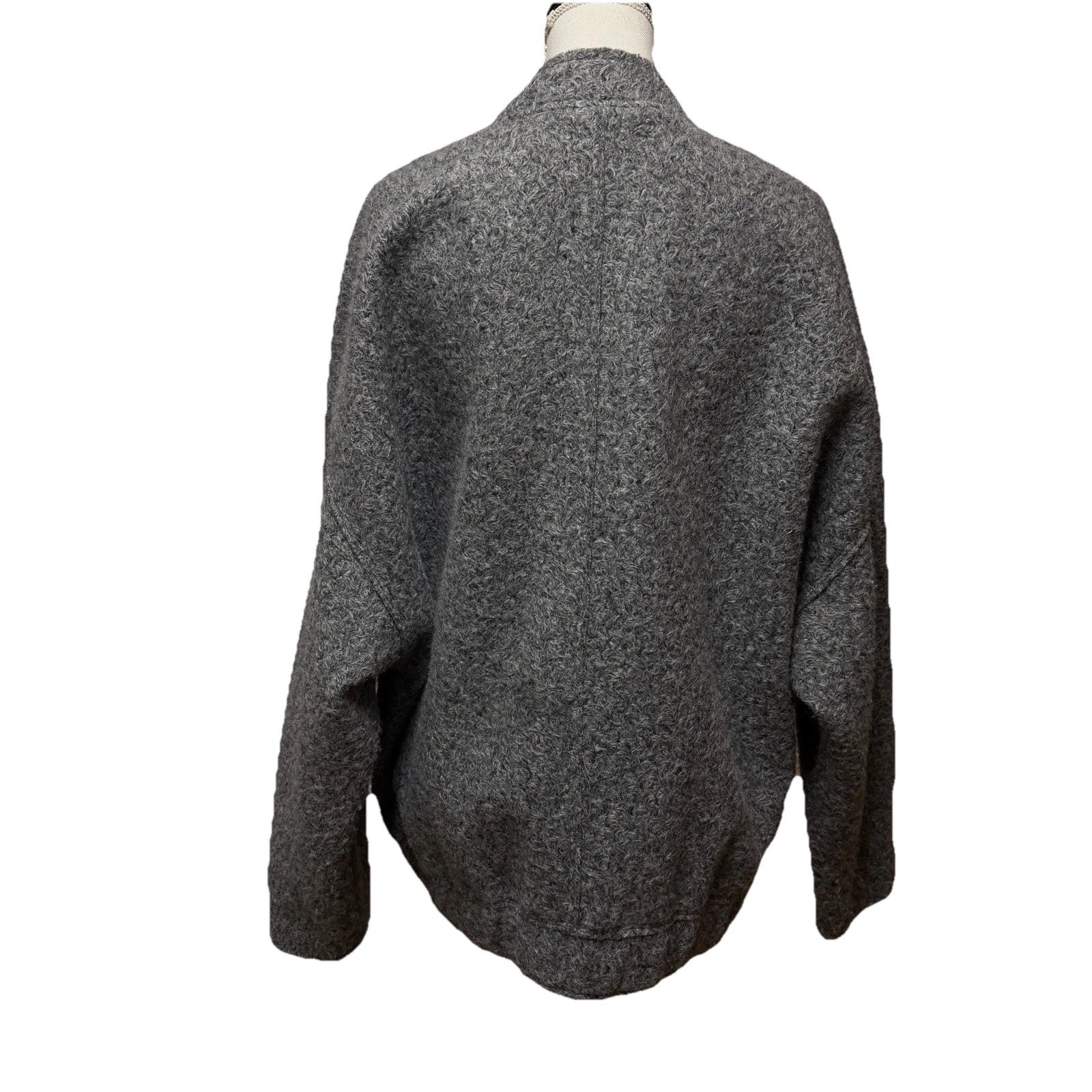 ZARA Oversized Bomber Jacket Gray Marl M-L  Boucle Coat Drop Shoulder Sold Out image 3