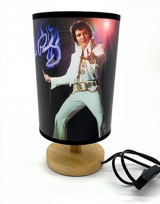 Table Lamp Bedside Night Light Wood Base Elvis Room Decoration or Great Gift ...