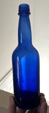 NICE COBALT BLUE COLORED BEER BOTTLE W/APPLIED LIP 1870'S ERA CLEAN L@@K