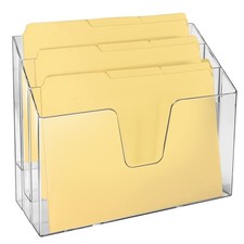 Acrimet Horizontal Triple File Folder Holder Organizer, Crystal Color