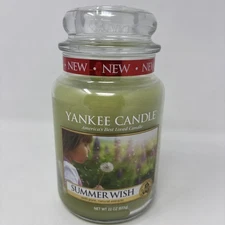 Yankee Candle Summer Wish Large Jar 22oz Green Floral  NEW Never Used