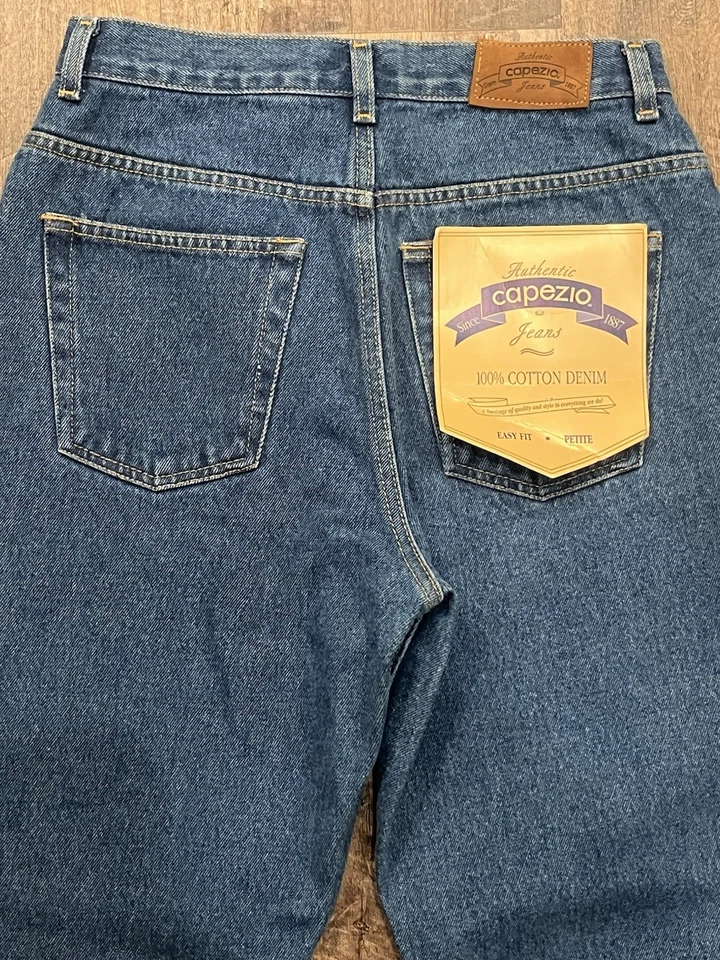 Pantalones de mezclilla rectos con botones de bolsillo de algodón pequeños Capezio para mujer talla 6S nuevos con etiquetas Foto 4 de 4