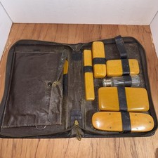 Vintage Men's Travel Grooming Set in Leather Case Vintage Retro