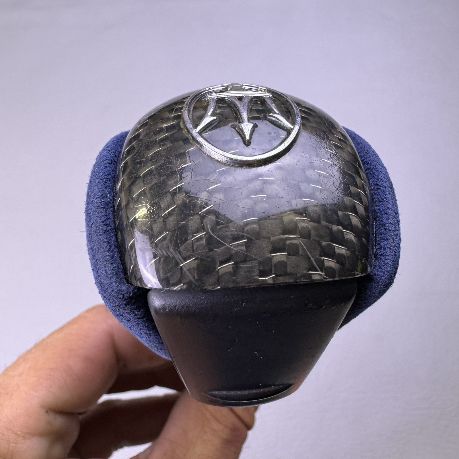 2008 MASERATI QUATTROPORTE M139 CARBON BLUE ALCANTARA LEATHER SHIFT KNOB OEM