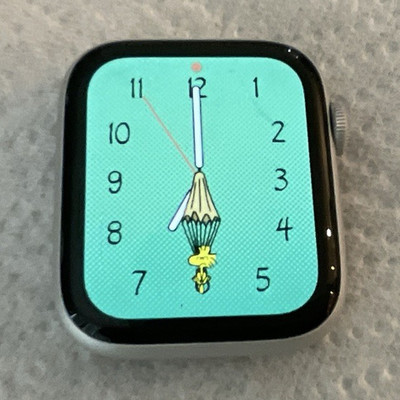 Apple Watch Series 5 44 mm Alu Silber mit grünem Silikonarmband