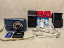 Canon PowerShot A3100 IS Blue Digital Cam TESTED Extra Batteries/Chargers/Cables