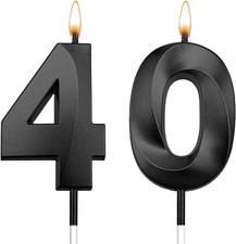 40 Birthday Candles 40th Birthday Candle Black 40th Candles for Cake 40 Birthday