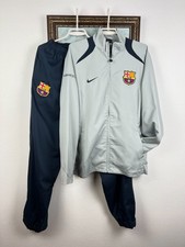Vintage Nike Barcelona Football Track Suit Soccer Jacket Pants Set Blue Mens L