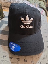 New Adidas Strapback Baseball Cap Black OSFM Adjustable Fit 100 Cotton