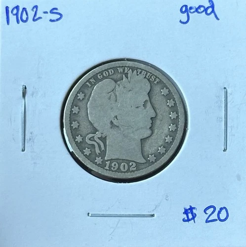 1902-S Barber Quarter Good