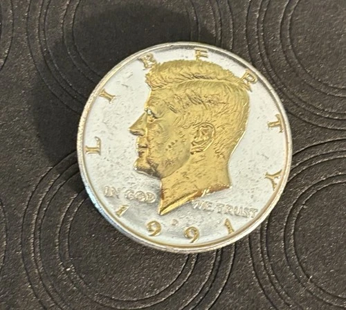 DANBURY MINT,    1991-D KENNEDY HALF DOLLAR, GOLD AND SILVER