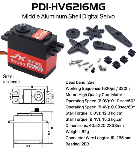 JX RC Digital Servo Brushed Servo Metal Gear Digital Servo for 1/8 1/10 RC Car - Picture 11 of 28