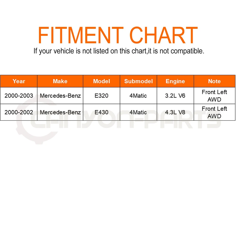 Conjunto de eje CV delantero izquierdo para Mercedes-Benz E320 E430 2000-2003 4Matic Foto 2 de 4