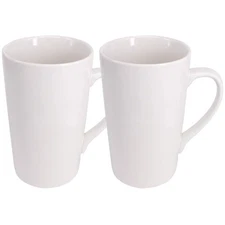 2 Pack 16 OZ Coffee Cup Simple Pure White Ceramic Cup Plain Large Tall White ...