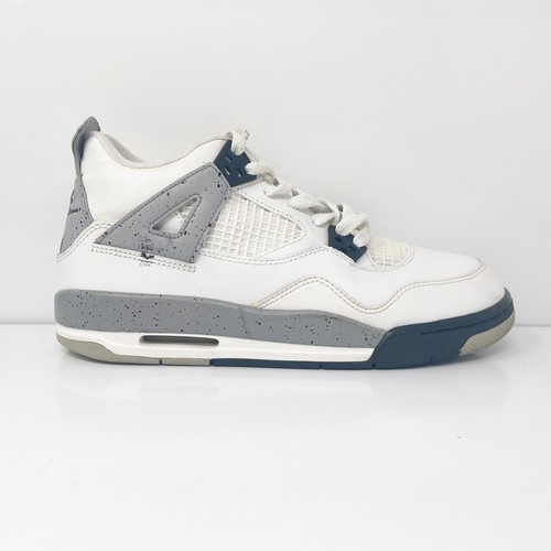 Nike Jungen Air Jordan 4 836016-192 Weiß Basketballschuhe Turnschuhe Größe 6Y - Bild 1 von 12