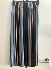 Pantaloni blu beige bordeaux righe color verde acqua 3/4 gamba larga fluttuanti taglia 12