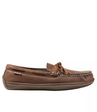 L.L.BEAN Men's Handsewn Slippers, Flannel-Lined, Brown NEW 