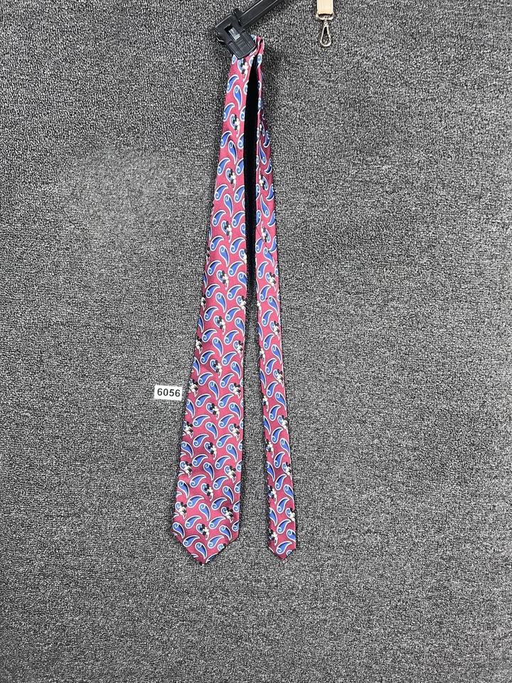 Walt Disney World Tie Mens Burgundy Red Blue Silk Paisley Mickey Mouse Novelty - Image 2 of 4