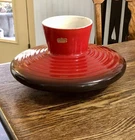Vtg HAEGER VASE “Flying Saucer” RED to BLACK~(R1763) LARGE~MCM~1950s~ VERY COOL