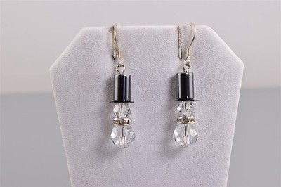 Sterling Silver 24mm x 8mm Snowman Frosty Winter Top Hat 925 Hook Earrings