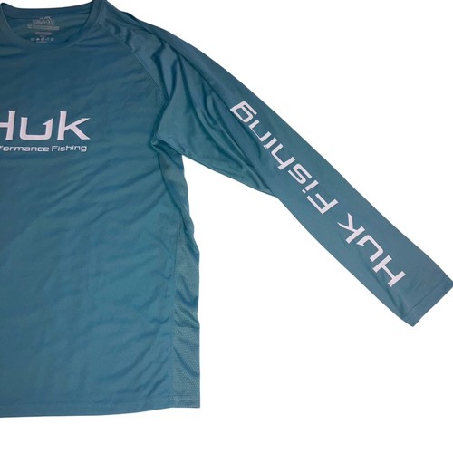 Men’s XL HUK Performance Fishing Gear Teal Long Sleeve Shirt - Picture 5 of 9
