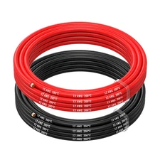 12 AWG Electrical Silicone Wire - 12 Gauge Tinned Copper Cable 2.5 m / 8 ft