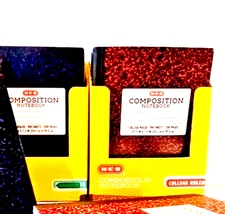 Composition Notebook 3 RED or BLUE 9.75"x7.5" 200 Pgs/100 Sheets x3 College