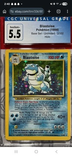 Blastoise 002/102 Base Set Holo cgc says its in excellent condition =)