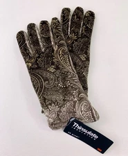Cejon Thinsulate Velvet Gloves - one size, soft brown paisley print