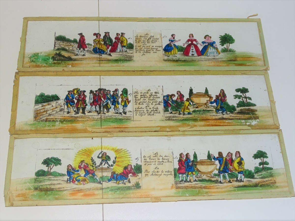 5 plaques verre lanterne magique GC & Co Georges Carette + boite originale