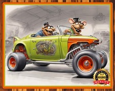 Rat Fink - Rat Rod - Sketch Drawing - Promo Rare - Metal Sign 11 x 14