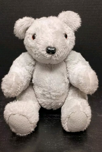 Vintage grauer Plüsch Teddybär mit Gelenken Stofftier