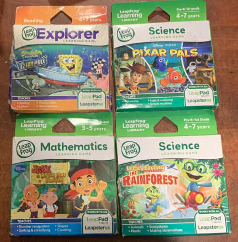 4 LeapFrog Pad Leapster Explorer SpongeBob,Pixar Pals,Jake, Letter Factory - Picture 3 of 12