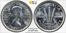 Australia 3 Pence 1962(m) PCGS MS66