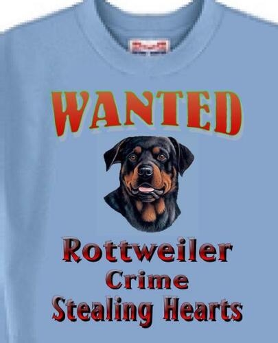 Dog T Shirt Men Women - Wanted Rottweiler Crime Stealing Hearts